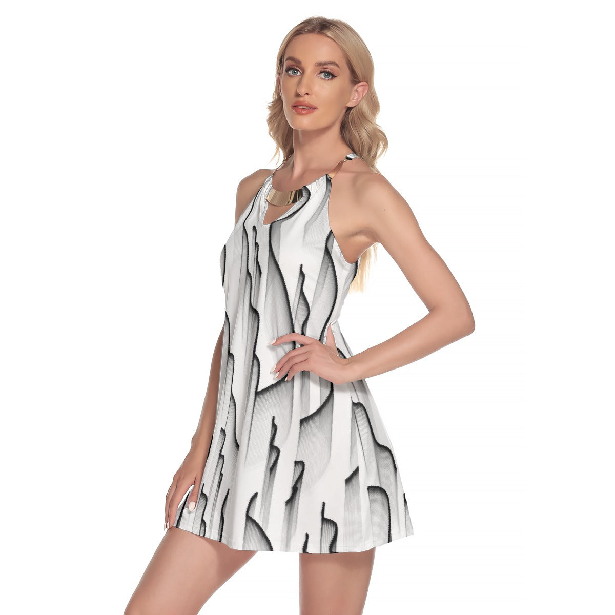 All-Over Print Women's Round Neck Above Knee Dress