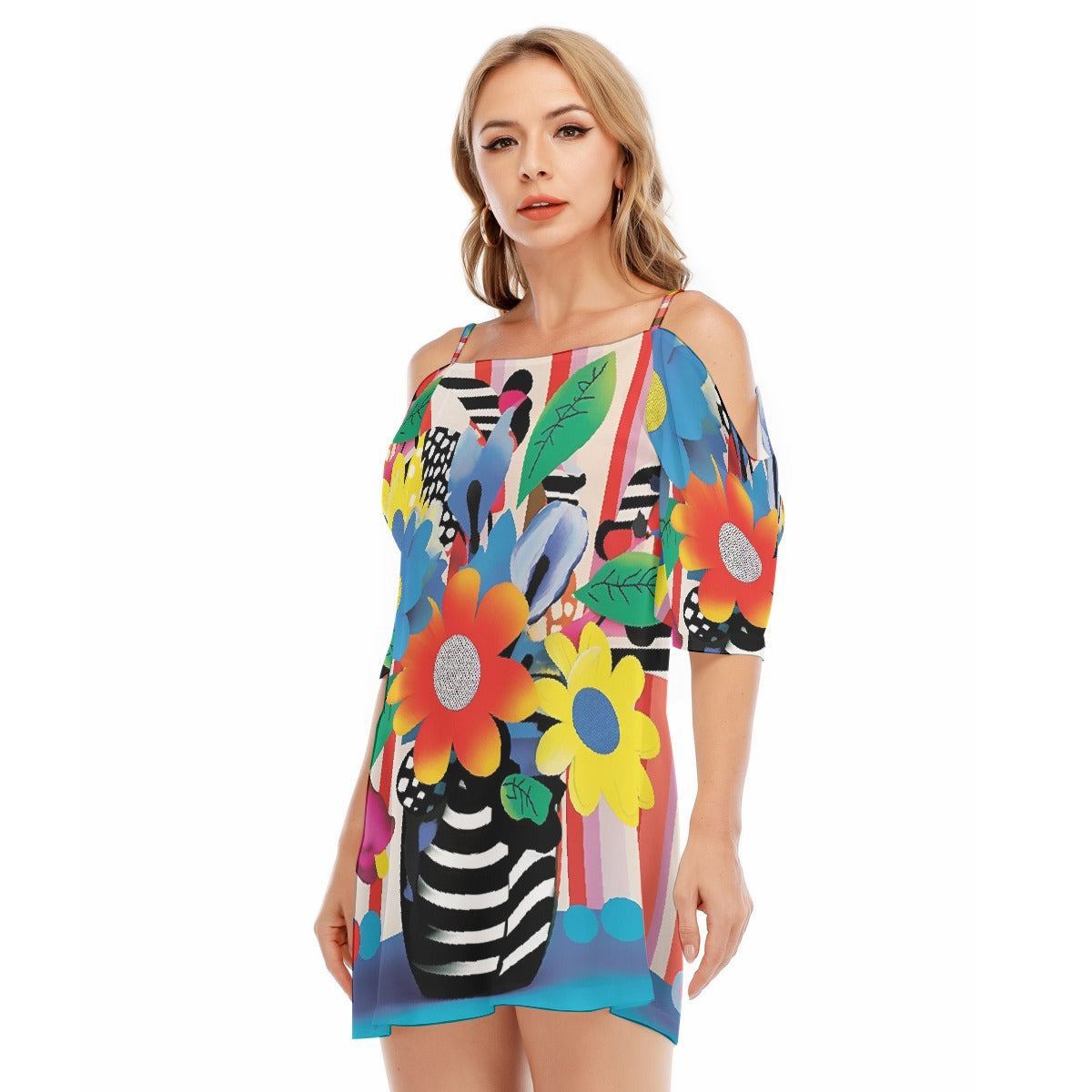 All-Over Print Women's Off-shoulder Cami Dress