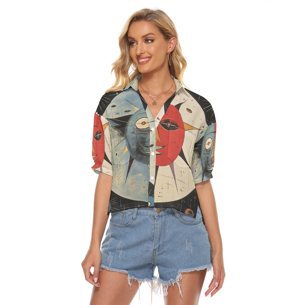 All-Over Print Women's V-neck Shirts