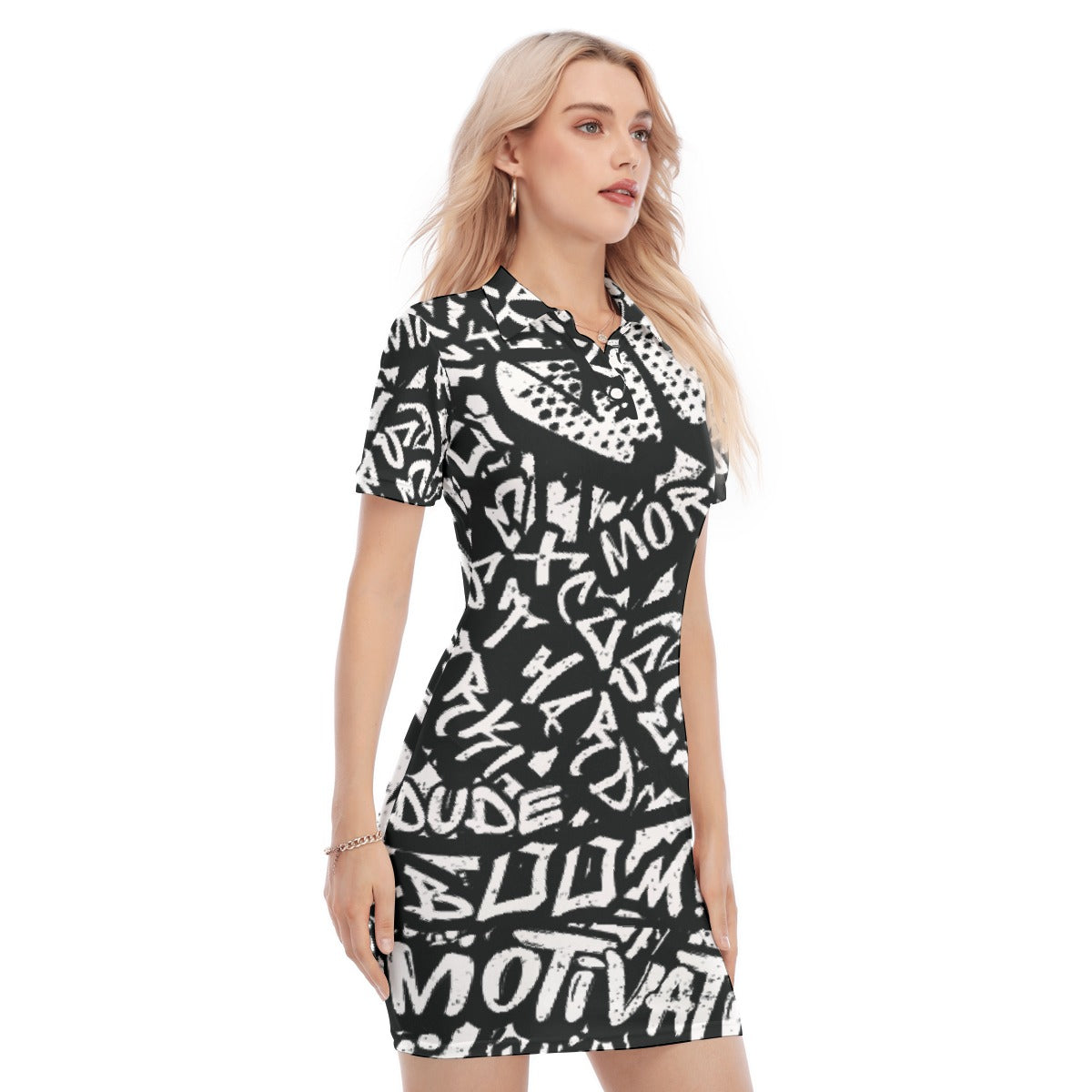 All-Over Print Women's Polo Collar Dress