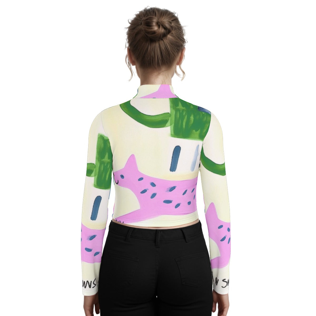 Eco-Friendly All-Over Print Women's Turtleneck T-shirt With Long Sleeve