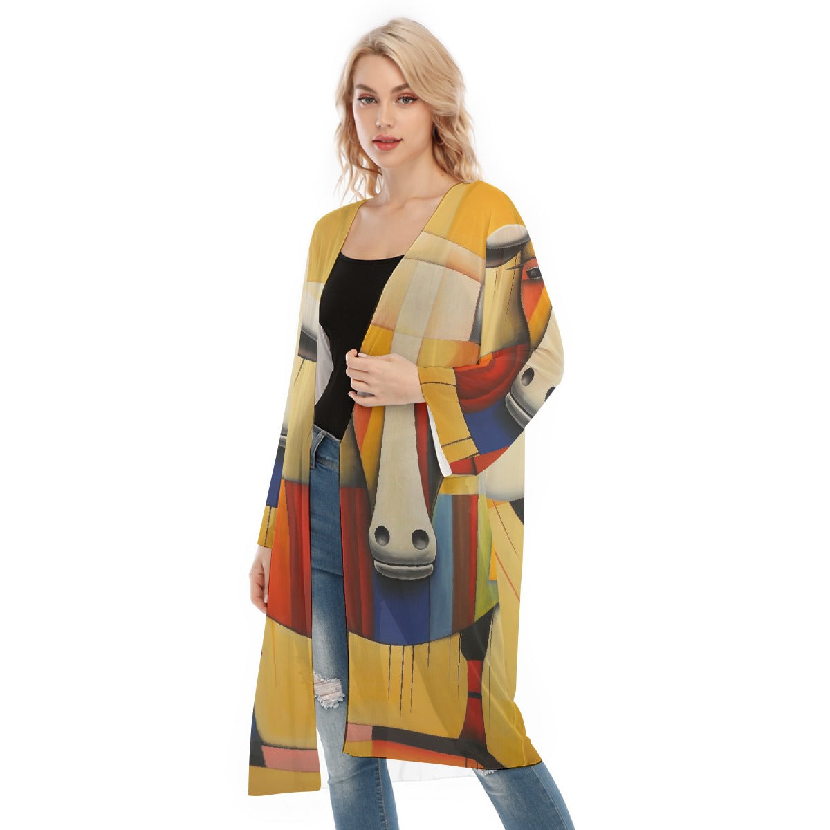 All- Over Print Women's Long Sleeve Mesh Cardigan