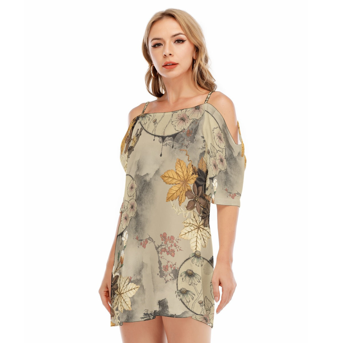 All-Over Print Women's Off-shoulder Cami Dress