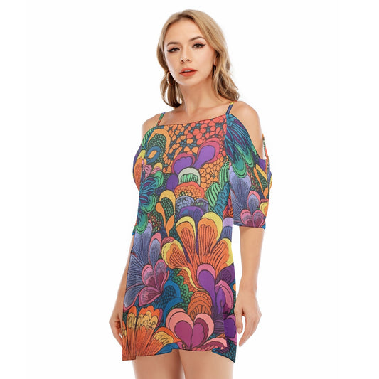 All-Over Print Women's Off-shoulder Cami Dress