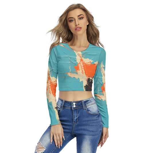 All-Over Print Women's Round Neck Crop Top T-Shirt