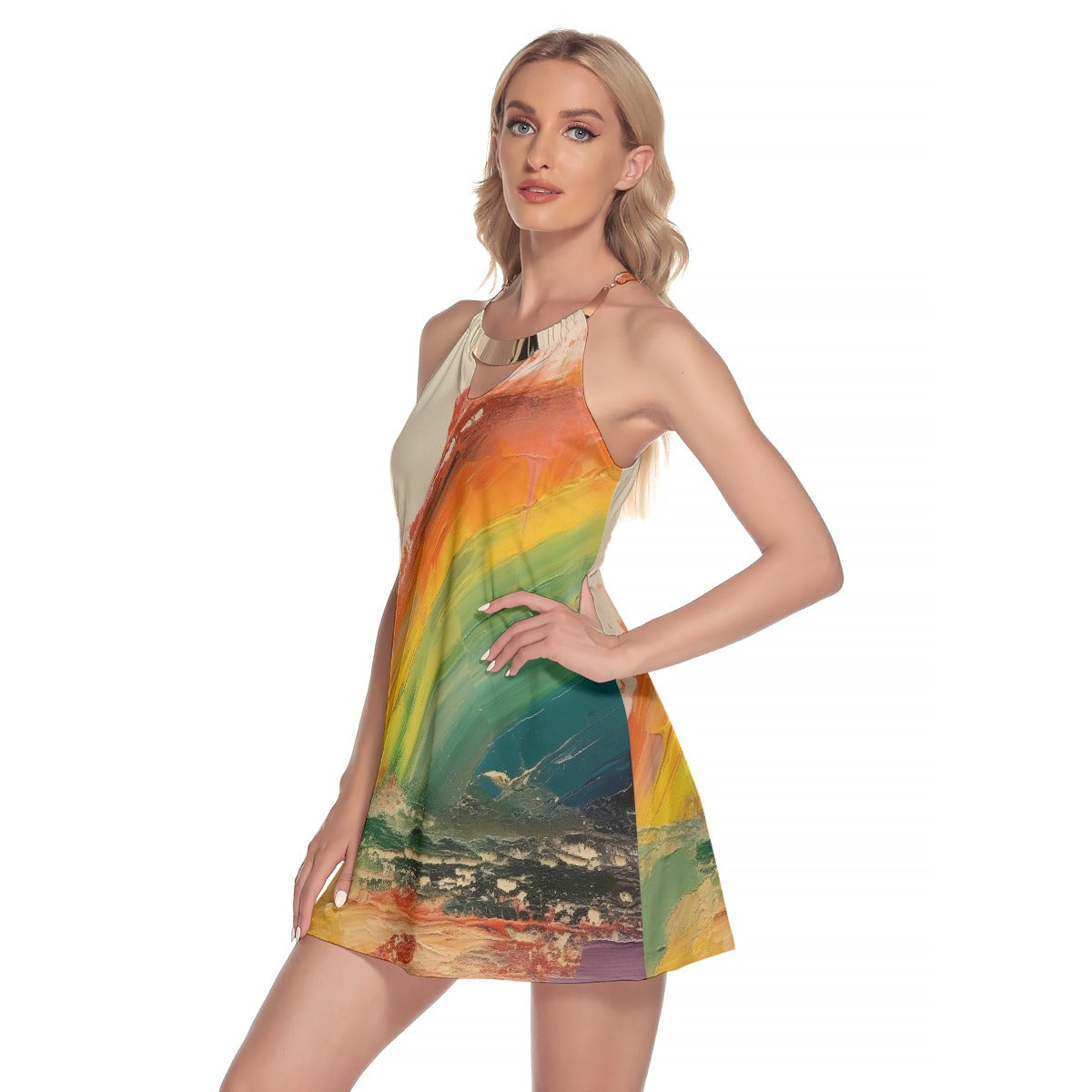 All-Over Print Women's Round Neck Above Knee Dress