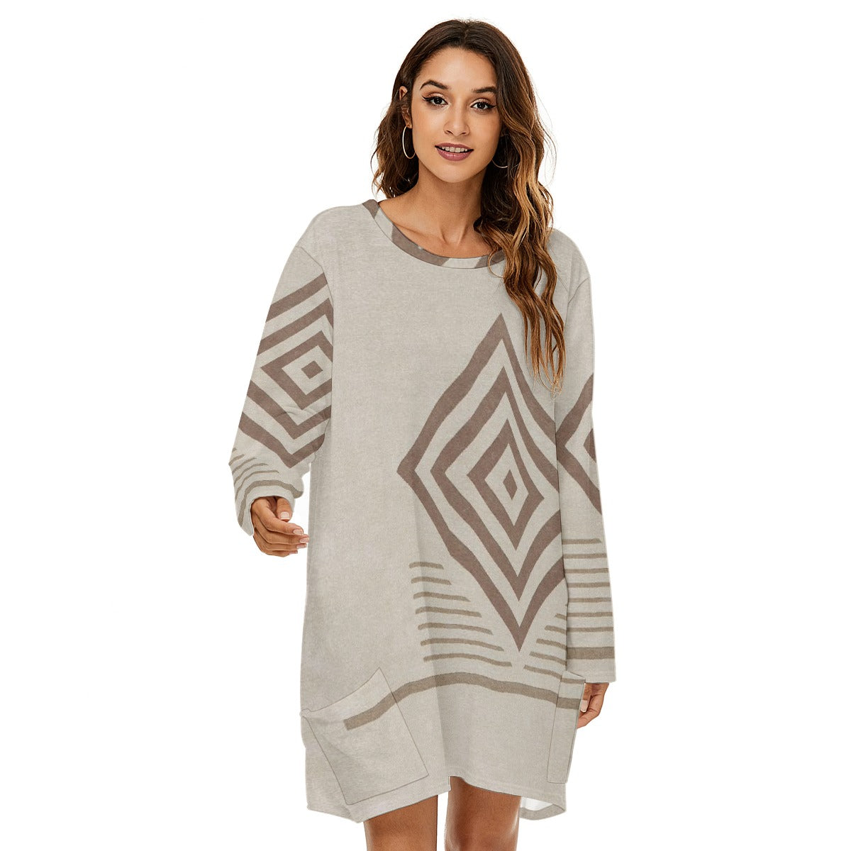 All-Over Print  Women's Loose Crew Neck Dress