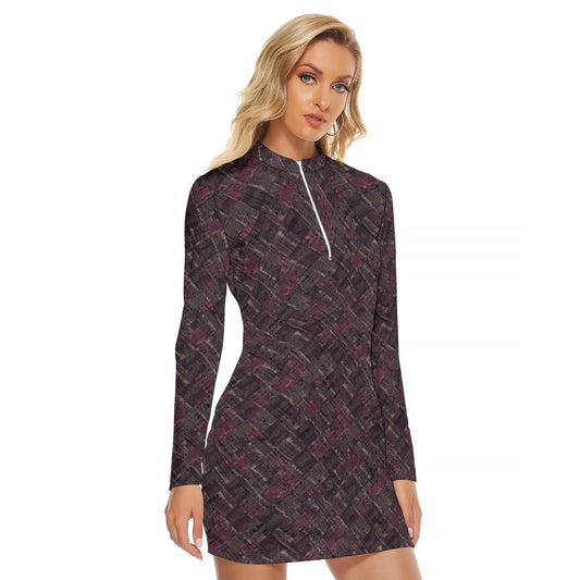 All-Over Print Women's Zip Front Tight Dress