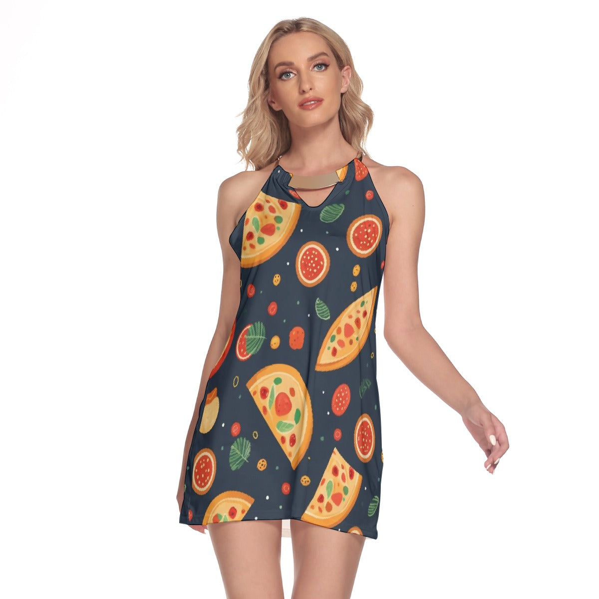 All-Over Print Women's Round Neck Above Knee Dress