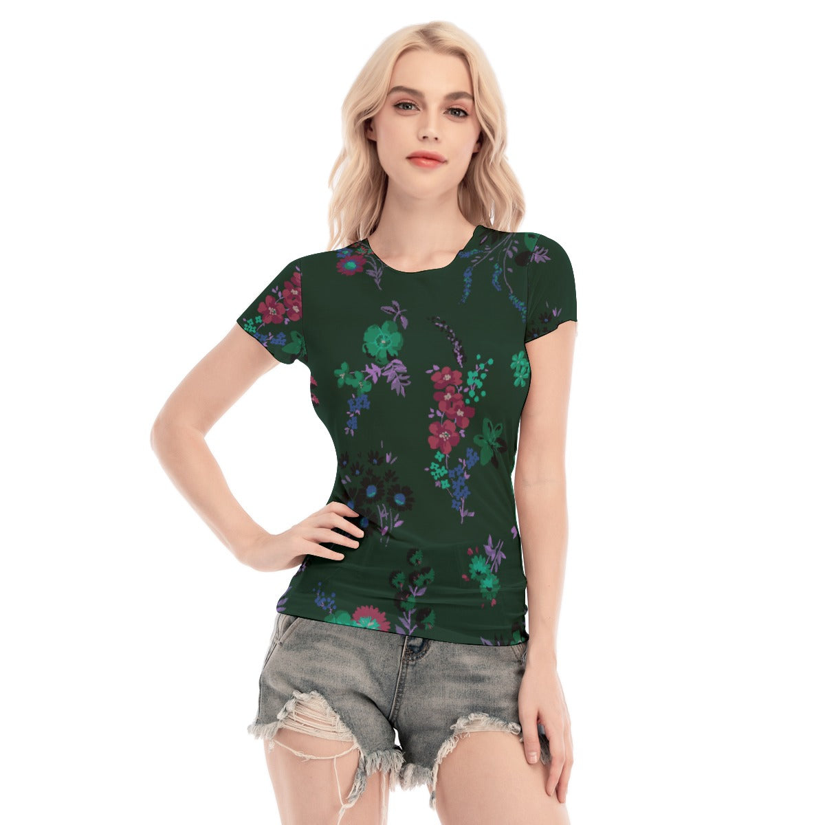 All-Over Print Women's Short Sleeve Mesh Blouse