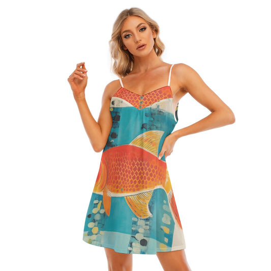 All-Over Print Women's V-neck Cami Dress