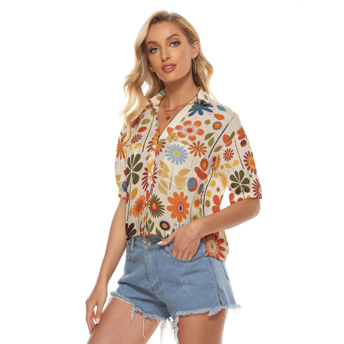 All-Over Print Women's V-neck Shirts