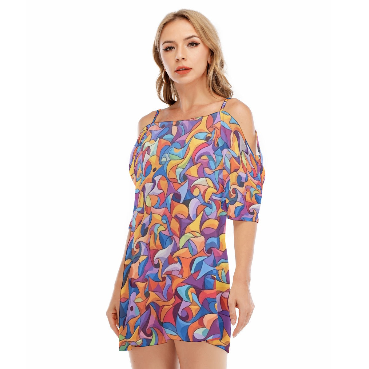 All-Over Print Women's Off-shoulder Cami Dress