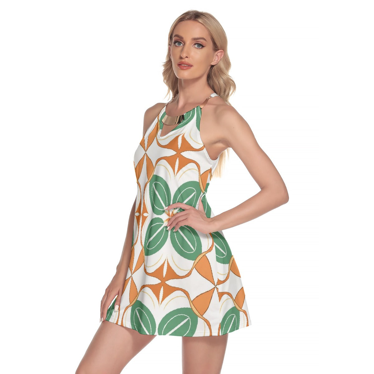 All-Over Print Women's Round Neck Above Knee Dress