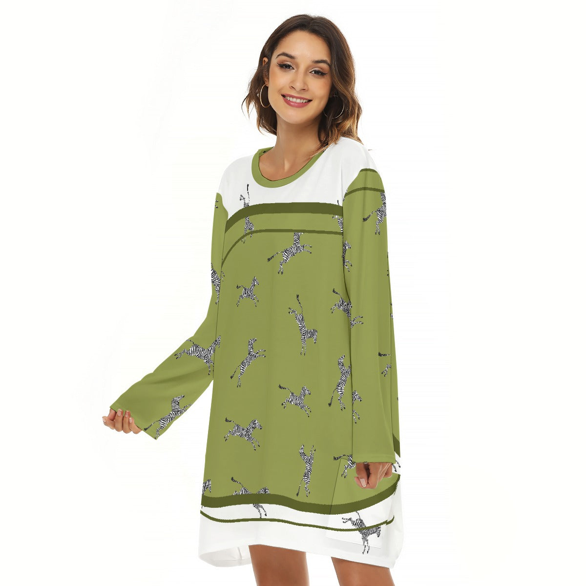 All-Over Print  Women's Loose Crew Neck Dress