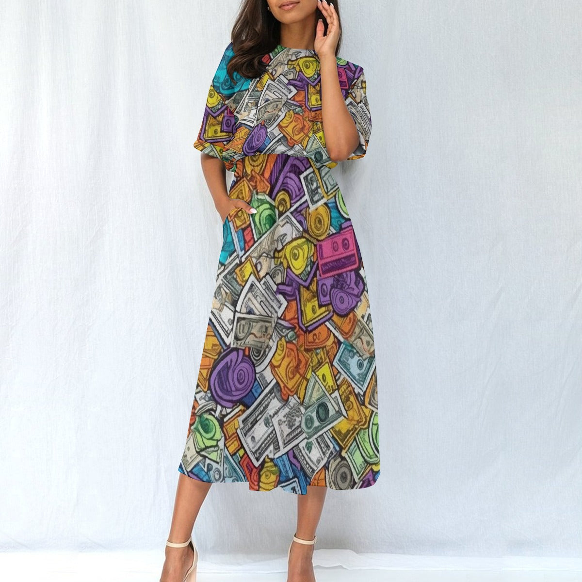 All-Over Print Women's Elastic Waist Dress