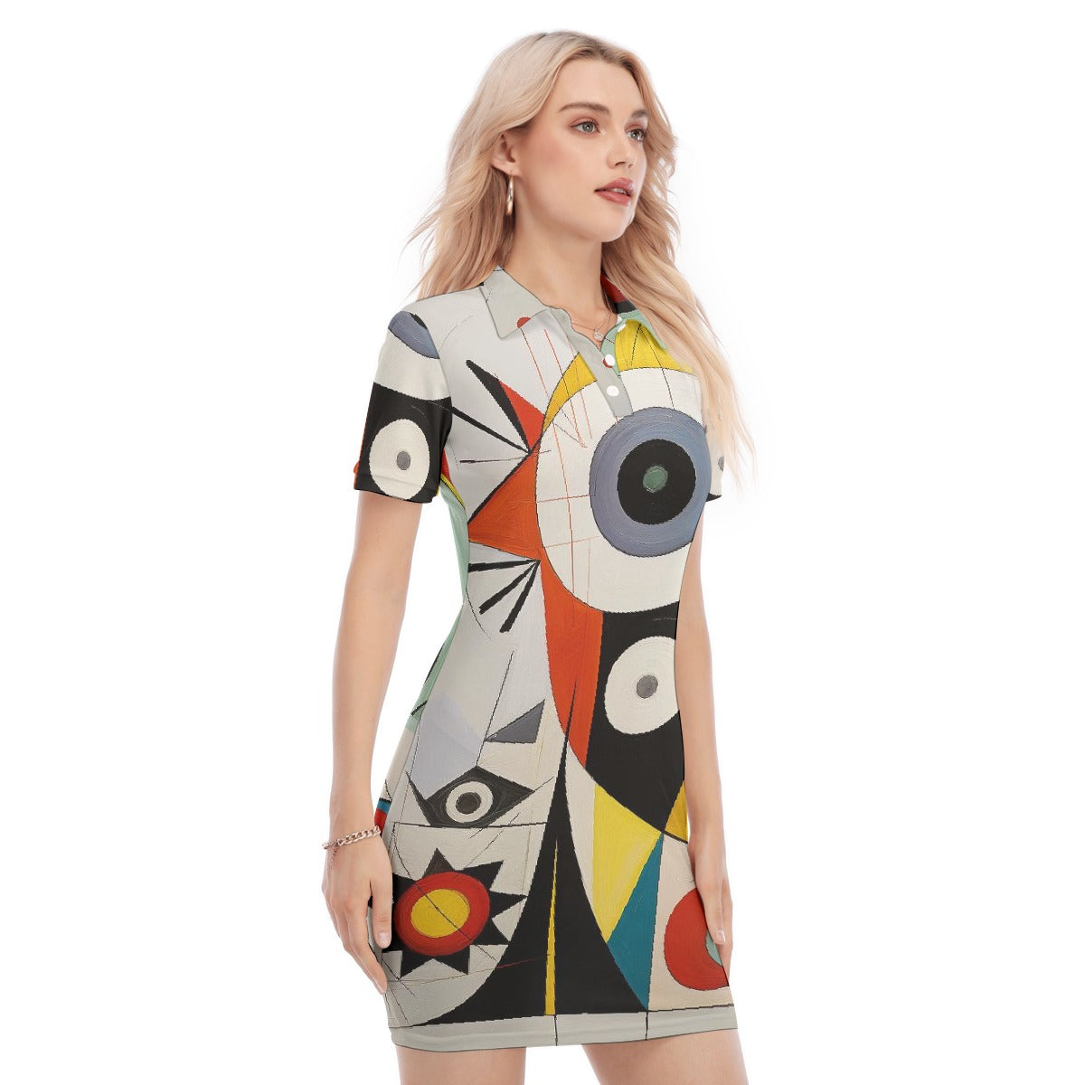 All-Over Print Women's Polo Collar Dress