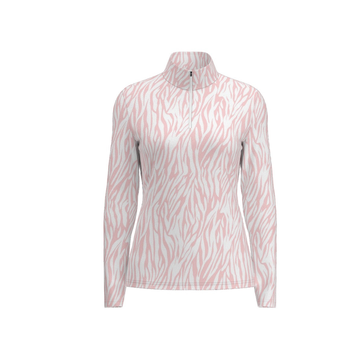 All-Over Print Women's Sports Collar Jersey With Long Sleeve