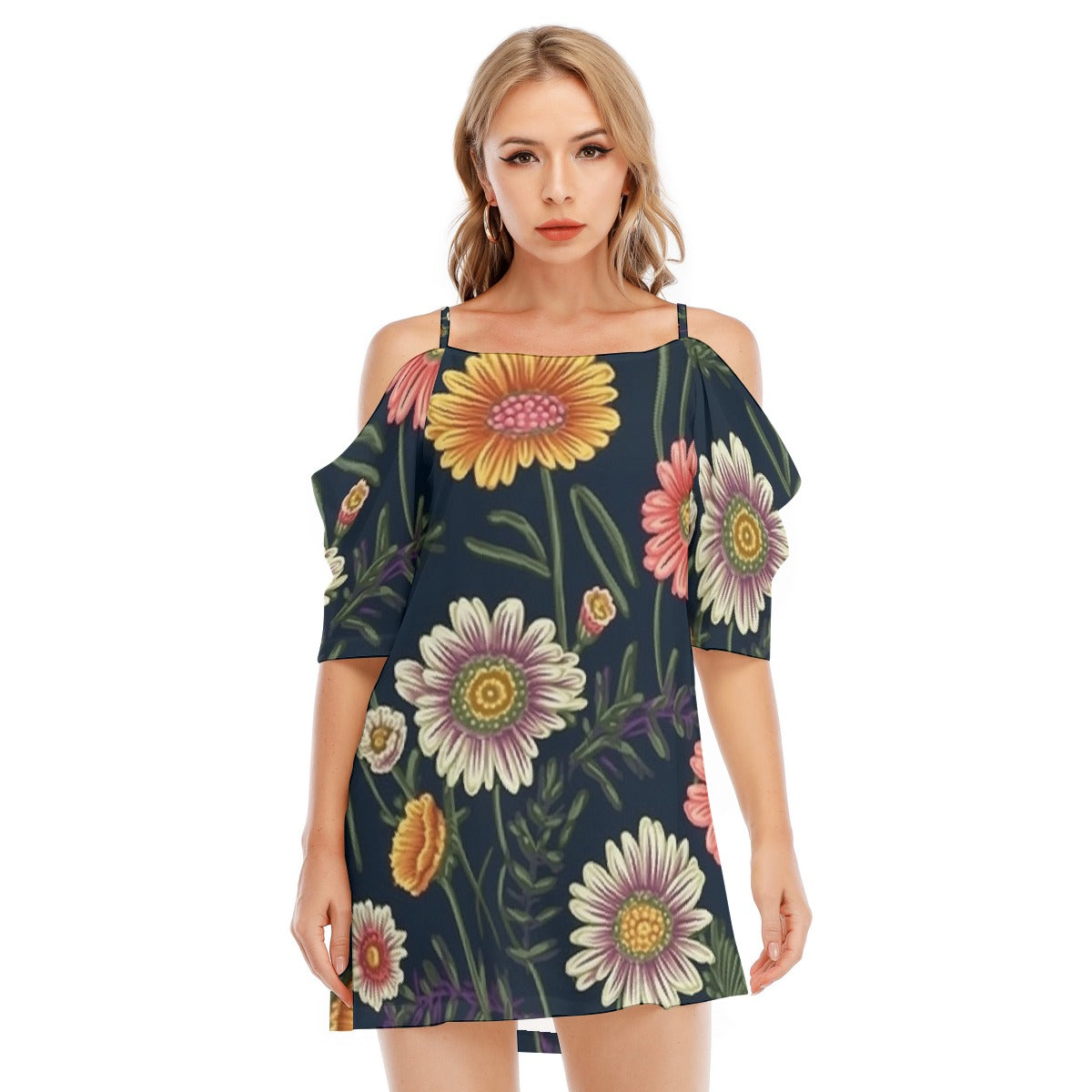 All-Over Print Women's Off-shoulder Cami Dress