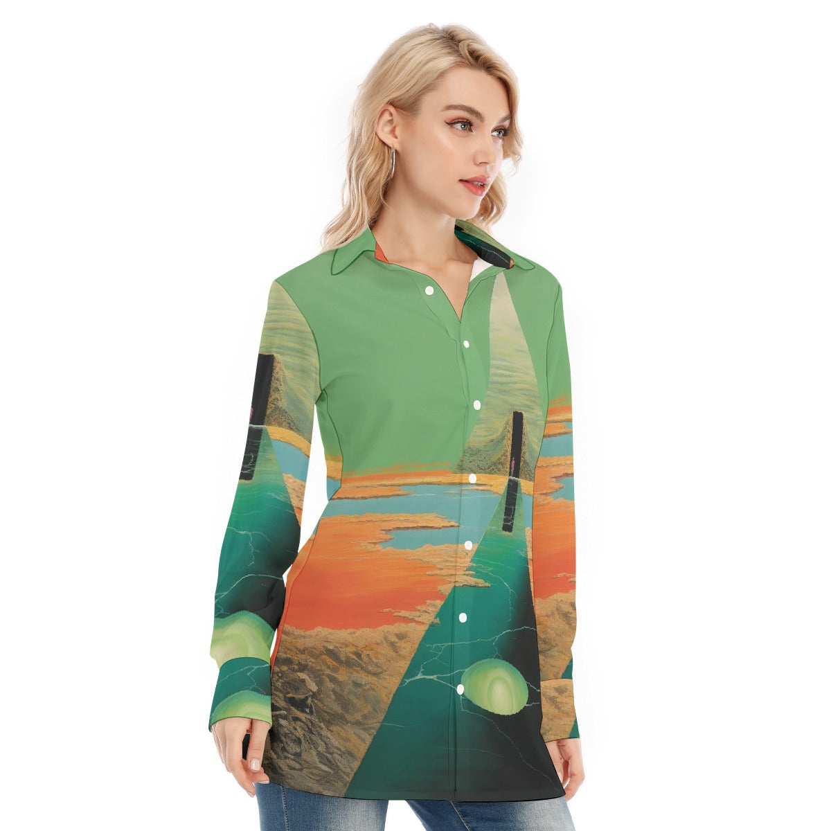 All-Over Print Women's Long Shirt