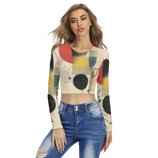 All-Over Print Women's Round Neck Crop Top T-Shirt