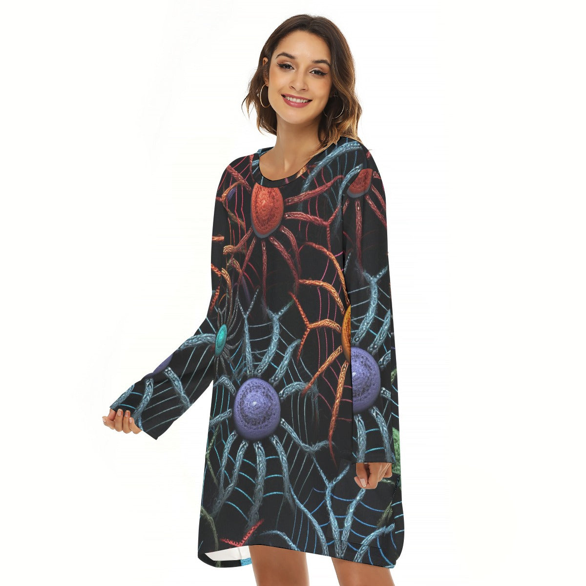 All-Over Print  Women's Loose Crew Neck Dress