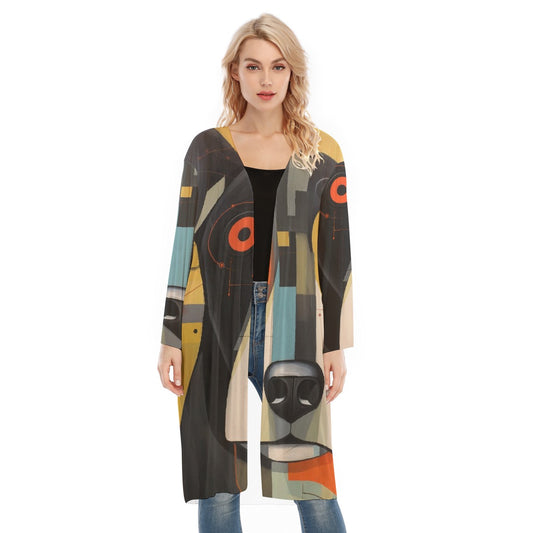 All- Over Print Women's Long Sleeve Mesh Cardigan