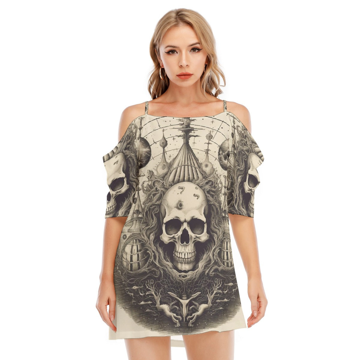 All-Over Print Women's Off-shoulder Cami Dress