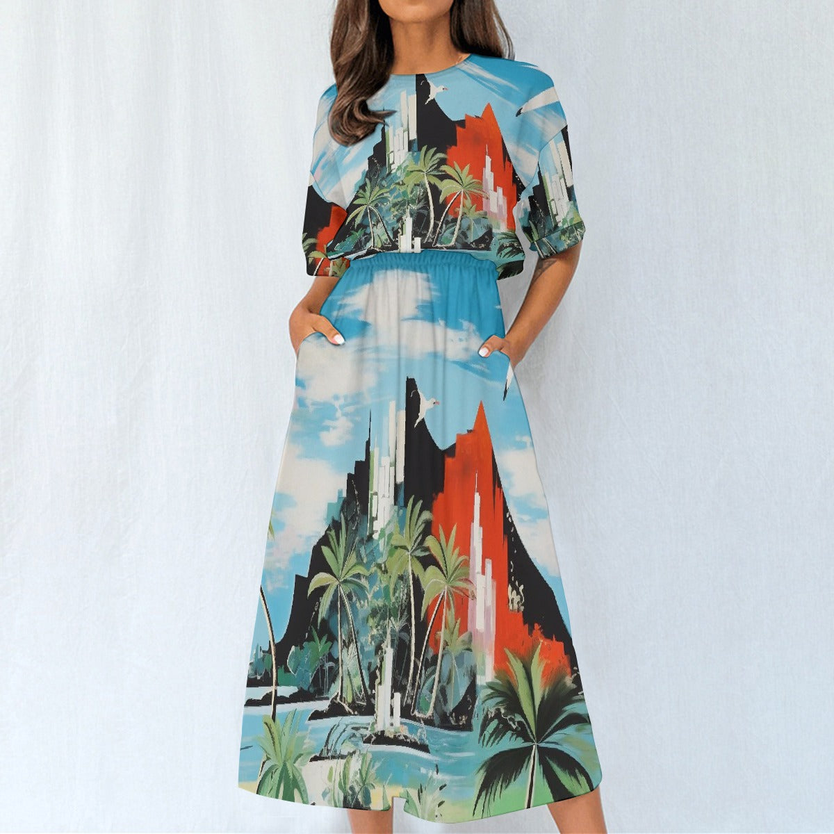 All-Over Print Women's Elastic Waist Dress