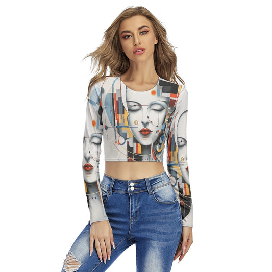 All-Over Print Women's Round Neck Crop Top T-Shirt