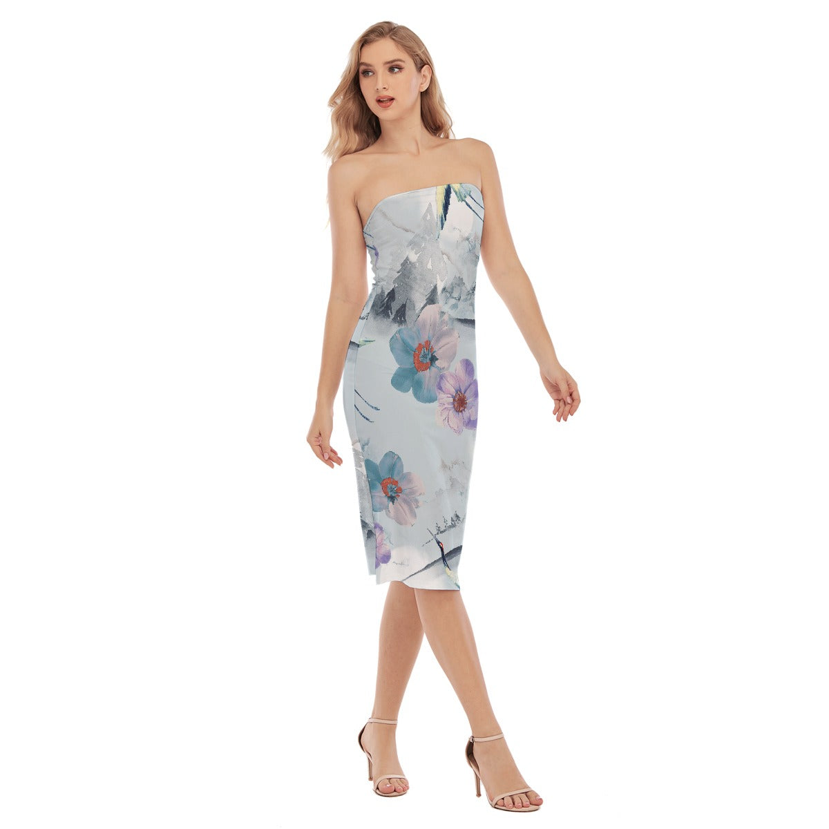 All-Over Print Women's Side Split Tube Top Dress