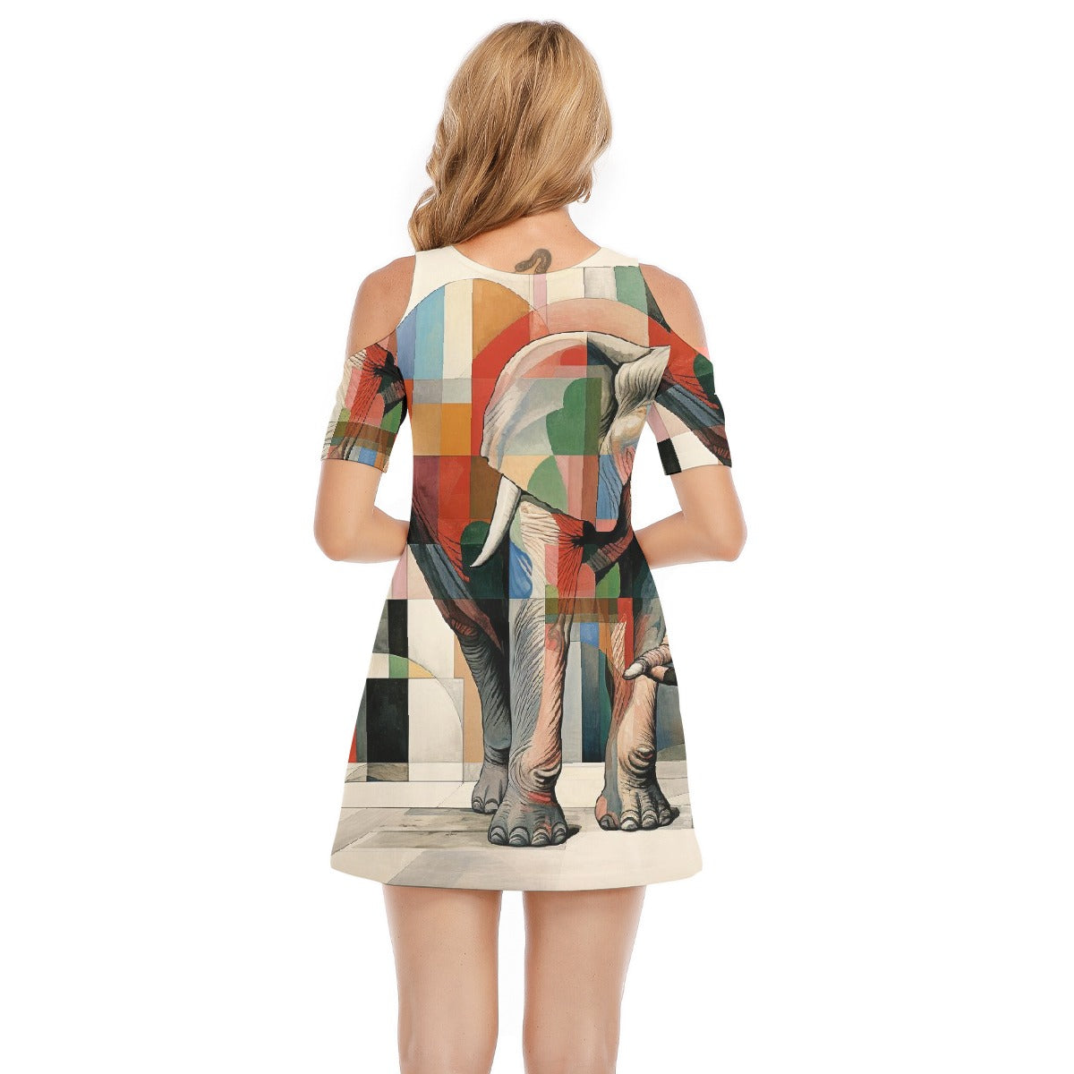 All-Over Print Women's Cold Shoulder Dress | 190GSM Cotton