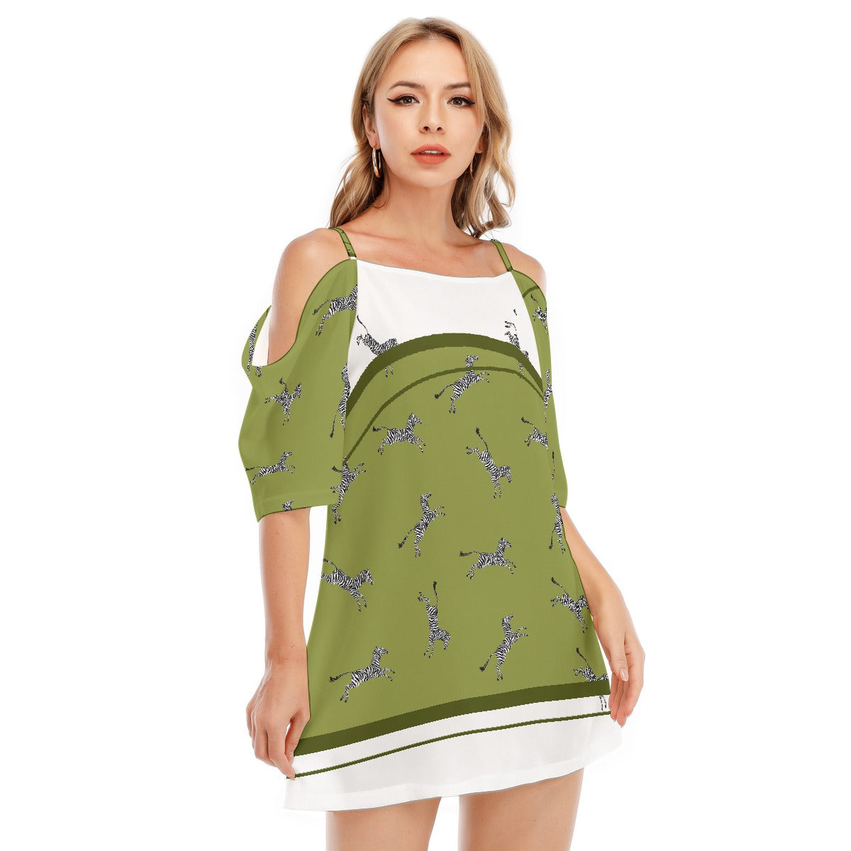 All-Over Print Women's Off-shoulder Cami Dress