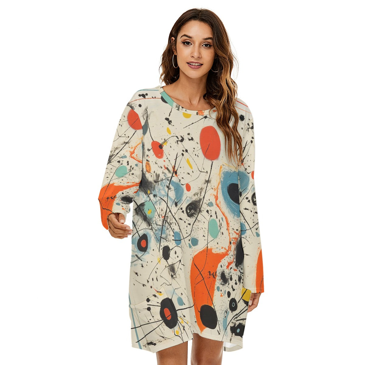 All-Over Print  Women's Loose Crew Neck Dress