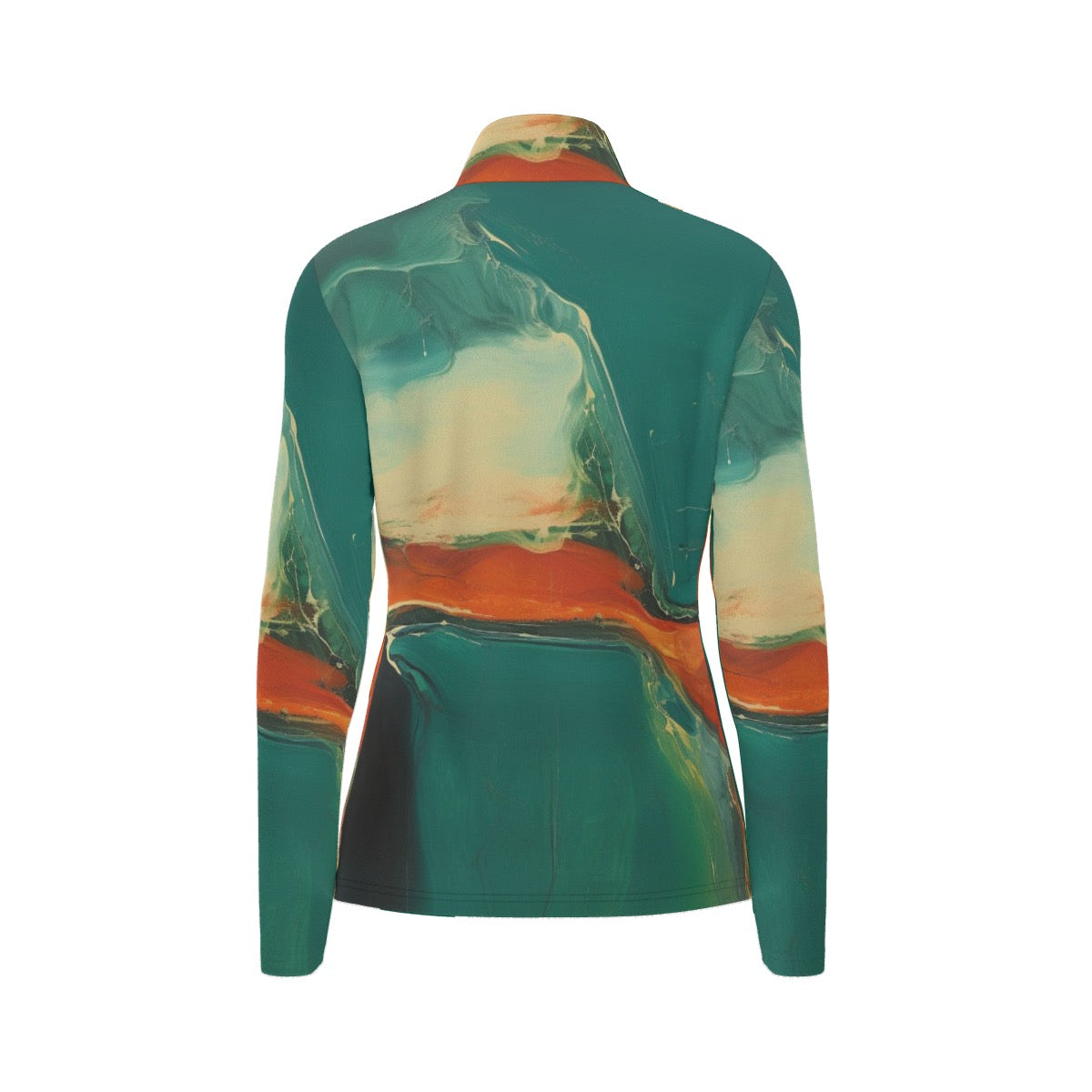 All-Over Print Women's Sports Collar Jersey With Long Sleeve