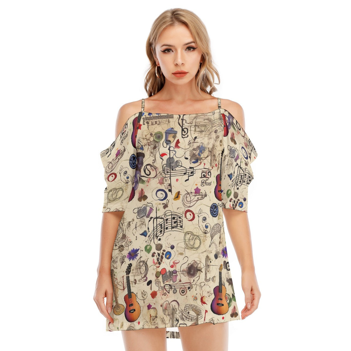 All-Over Print Women's Off-shoulder Cami Dress