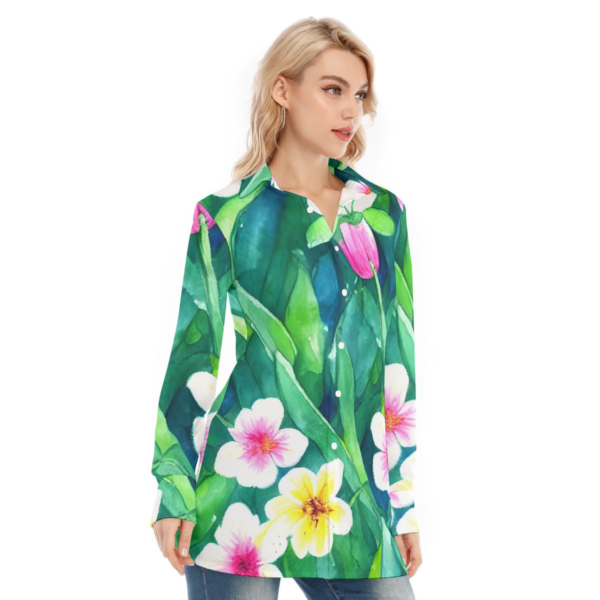 All-Over Print Women's Long Shirt