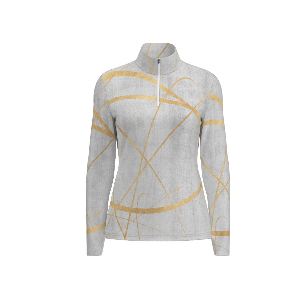 All-Over Print Women's Sports Collar Jersey With Long Sleeve