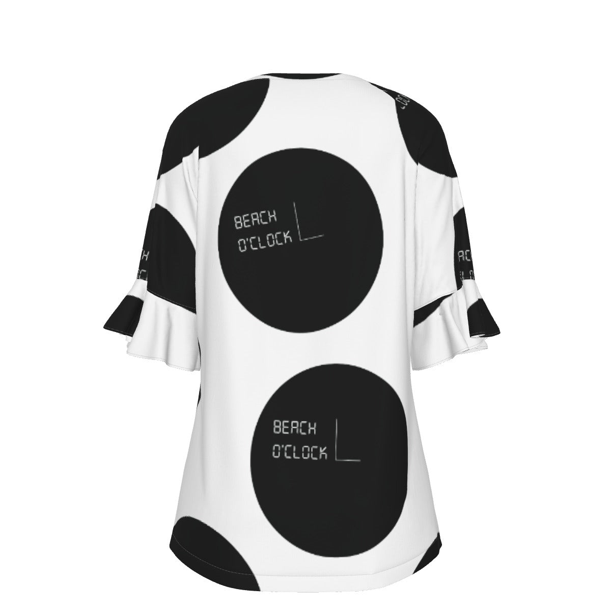 All-Over Print V-neck Women's T-shirt With Bell Sleeve