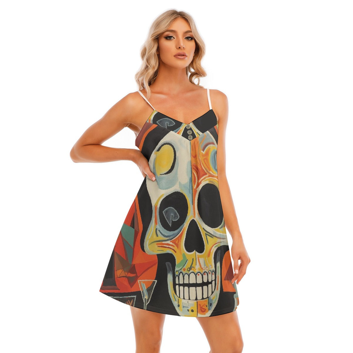 All-Over Print Women's V-neck Cami Dress