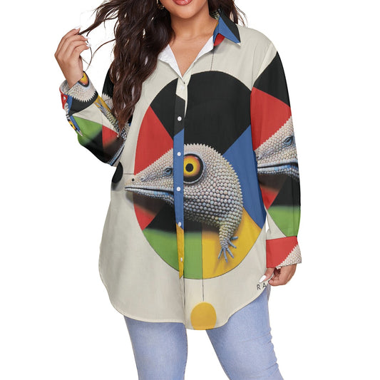 All-Over Print Women's Shirt With Long Sleeve(Plus Size)