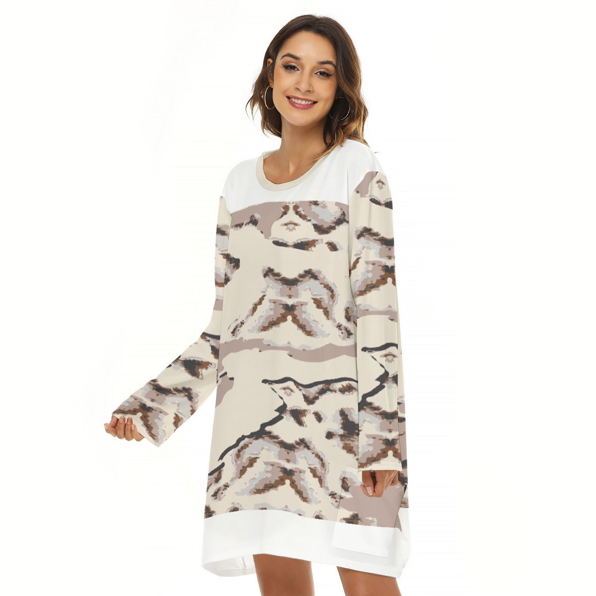 All-Over Print  Women's Loose Crew Neck Dress