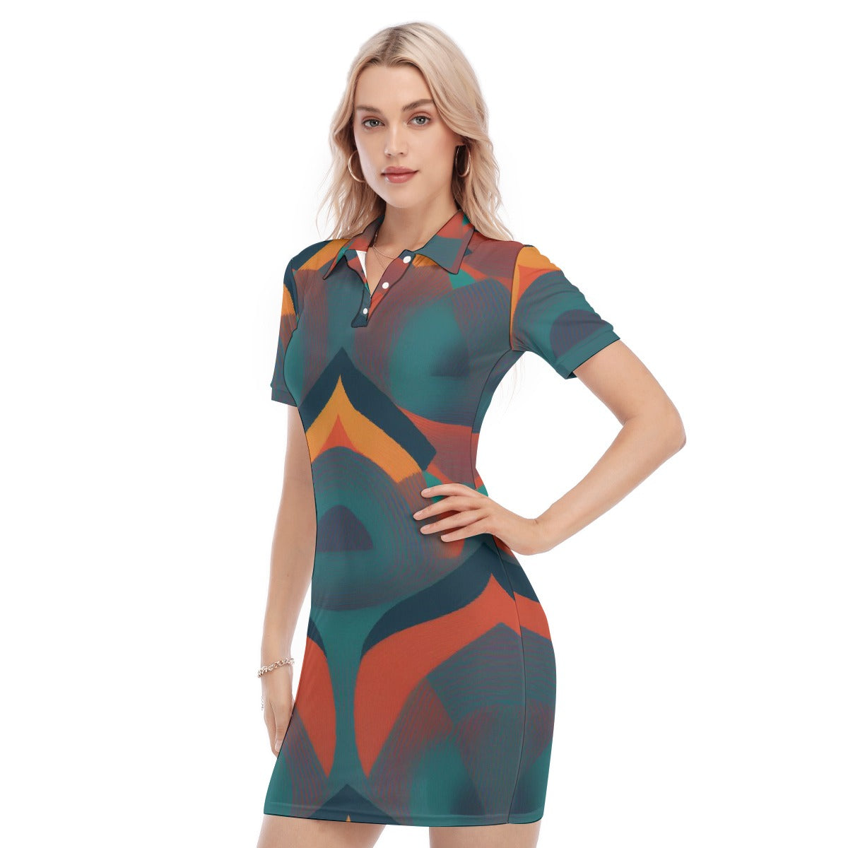 All-Over Print Women's Polo Collar Dress