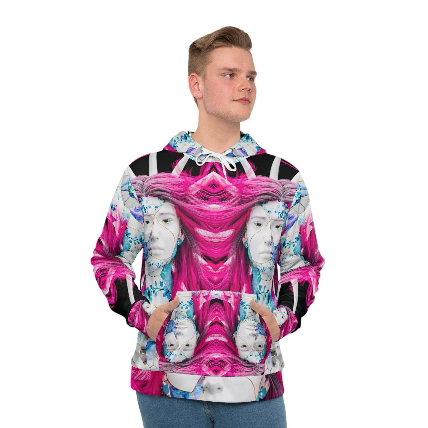 Men's Hoodie - Faced In Pink