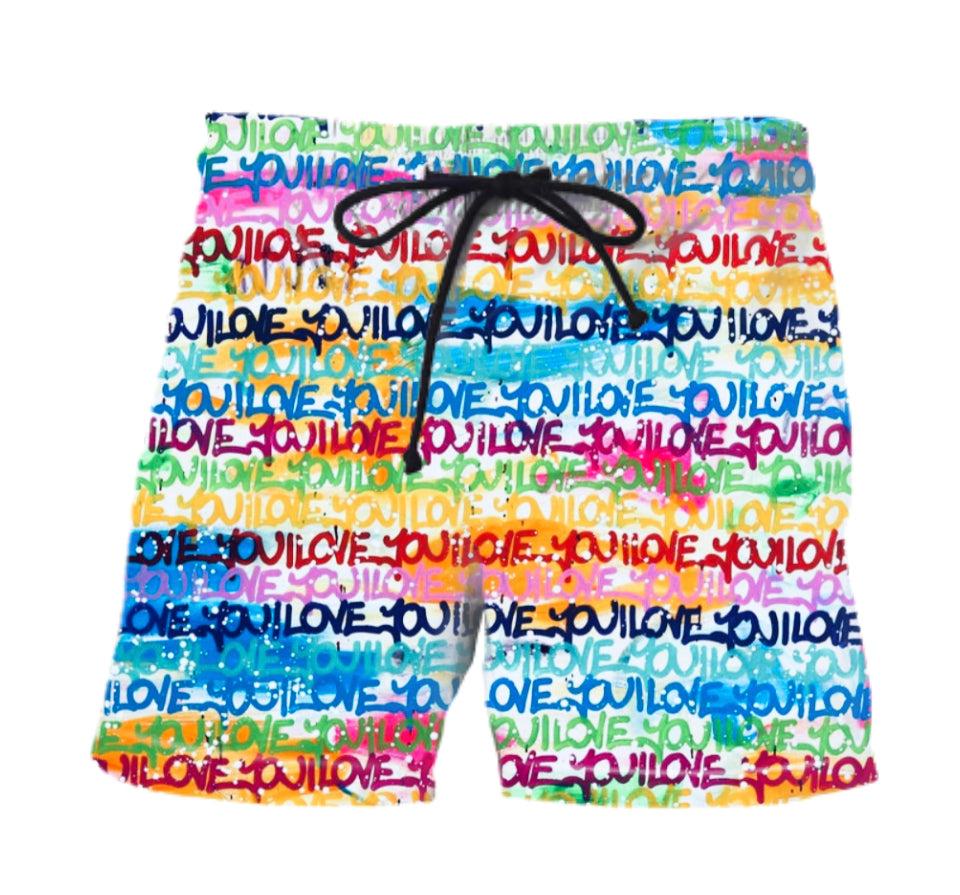 I LOVE YOU COLORS BATHING SUIT / SHORTS